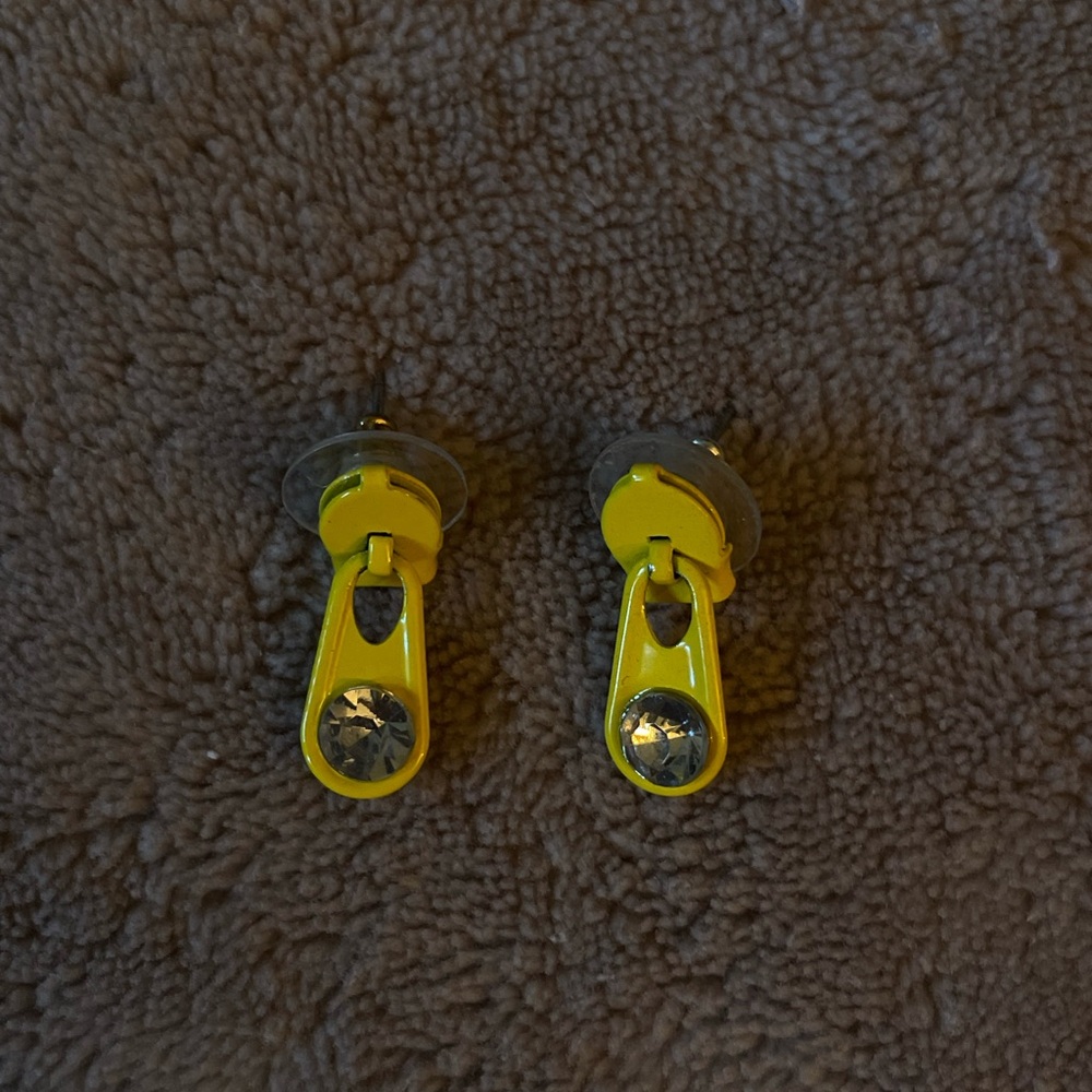 Yellow Zipper Pull Earrings